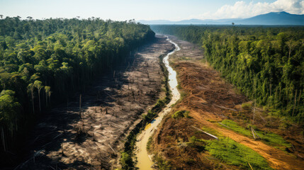 Fototapeta na wymiar Burning Forests: The Devastating Impact of Deforestation. Generative AI
