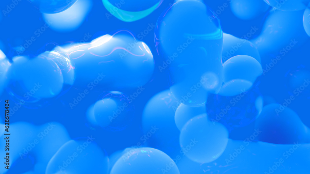 Poster light blue smooth amorphic drops backdrop - abstract 3d rendering