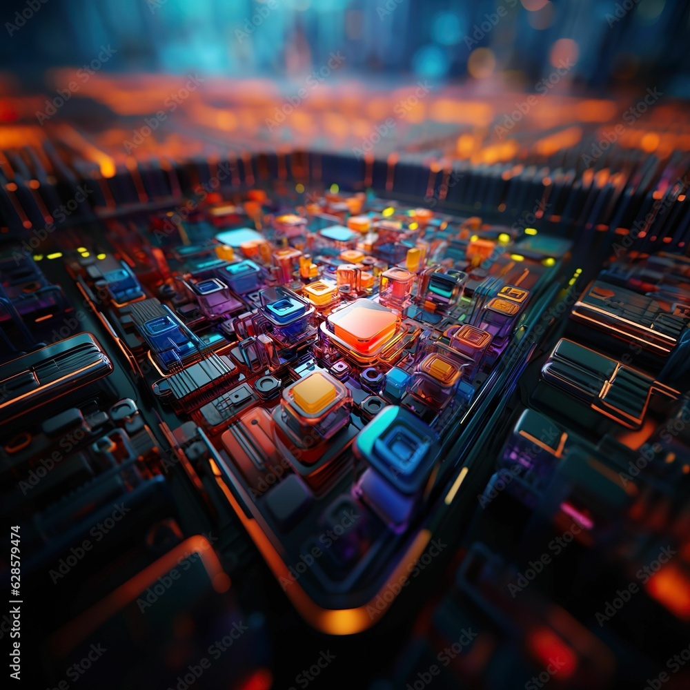 Poster ai generated illustration of colorful abstract computer boards