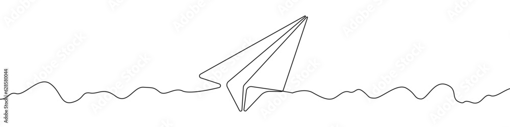 Poster paper plane icon line continuous drawing vector. one line paper airplane in hand icon vector backgro