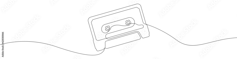 Poster cassette icon line continuous drawing vector. one line cassette video player icon vector background.