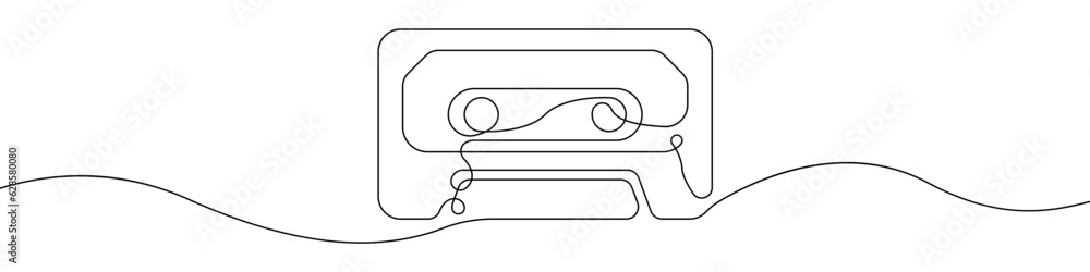 Poster cassette icon line continuous drawing vector. one line cassette video player icon vector background.