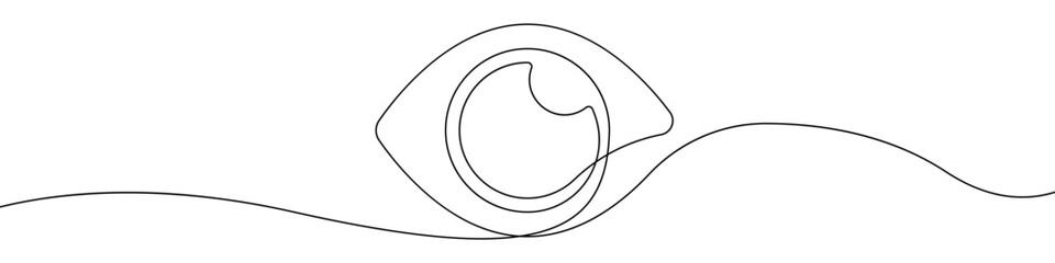 Eye icon line continuous drawing vector. One line Pupil icon vector background. Eyeball icon. Continuous outline of a Eye view icon.