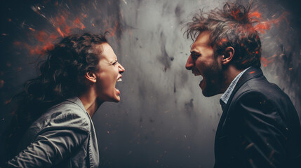Fototapeta premium woman_and_a_man_are_shouting_at_each_other