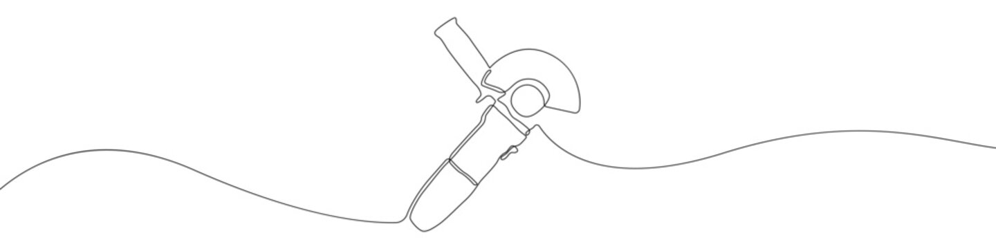Angle grinder icon line continuous drawing vector. One line Angle grinder icon vector background. Angle grinder icon. Continuous outline of a Angle grinder icon.