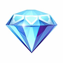 Blue diamond set against a pristine white background. AI-generated.