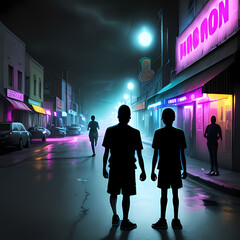 people walking in the night