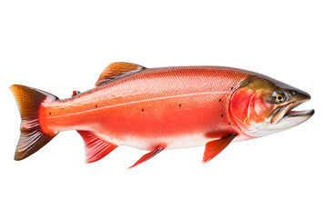 Atlantic salmon fish isolated on transparent background.  AI generative illustration