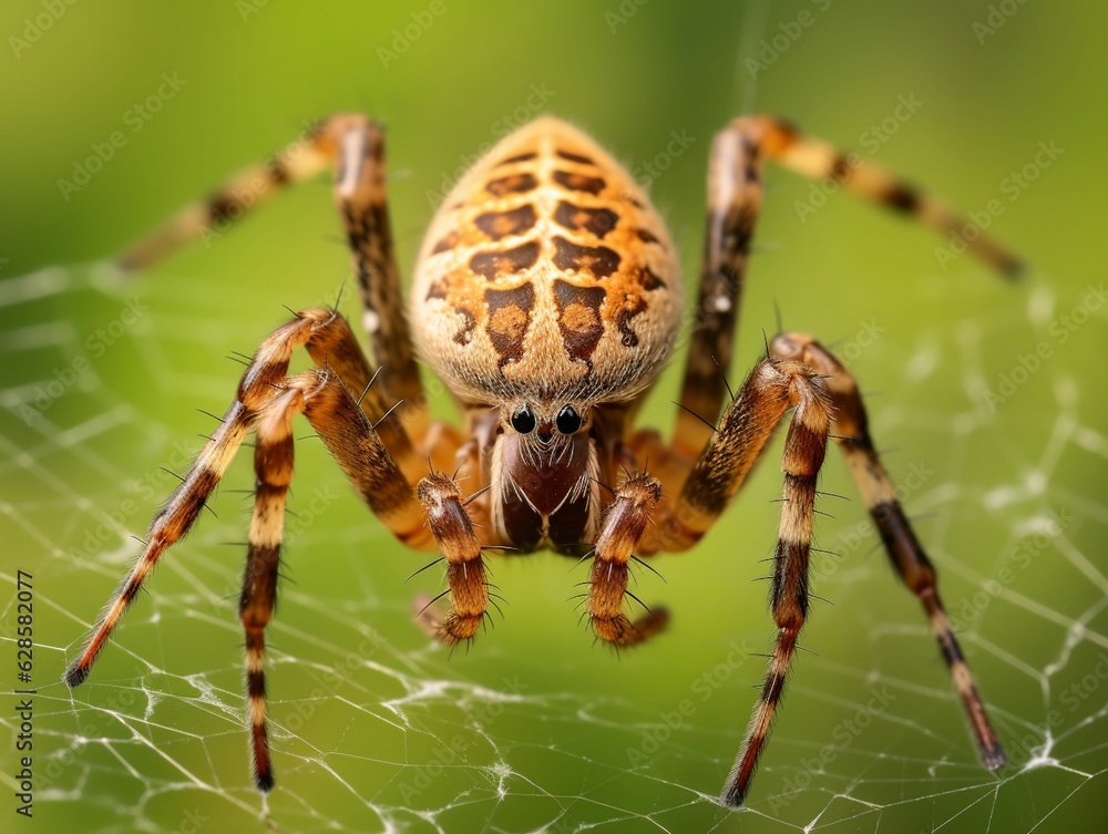 Poster ai generated illustration of a spider in its intricate web