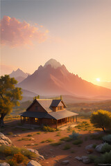 sunset in the mountains