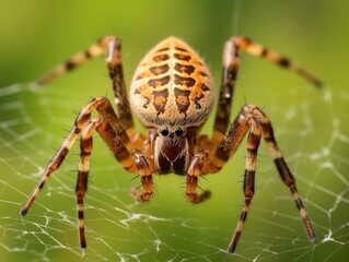 AI generated illustration of a spider in its intricate web