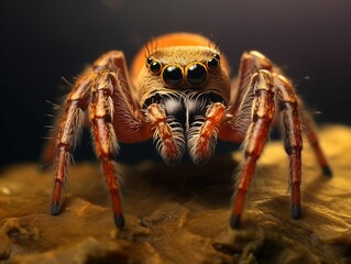 AI generated illustration of a spider perched on textured rocks