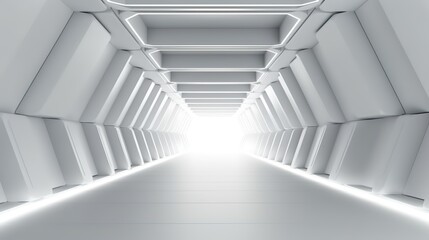 white grey 3D empty circle room with circle line white  Ai Generated
