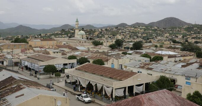 High angle view of the town Semien-Keih-Bahri Keren Eritrea