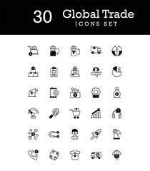 Global trade icons set design with white background stock illustration