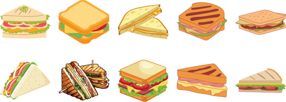 set of vector sandwich icons