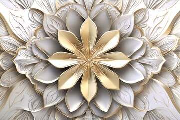 3d rendering of a gold flower on a white background