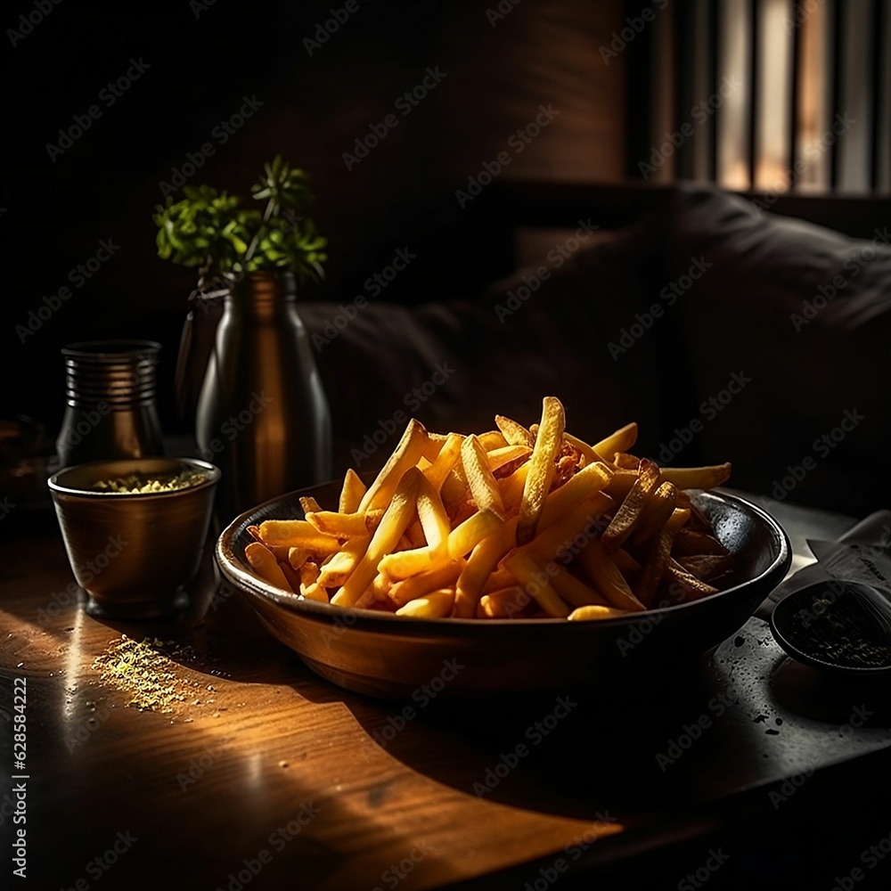 Sticker ai generated illustration of a plate of delicious french fries served in a bowl