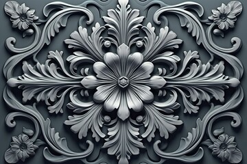 3d rendering of an ornate design on a gray background