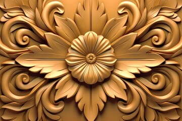 3d rendering of an ornate flower design on a wall