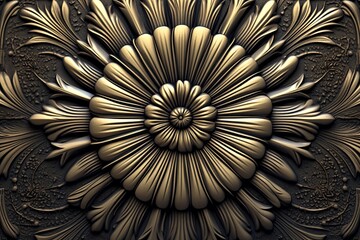 3d rendering of an ornate flower on a black background