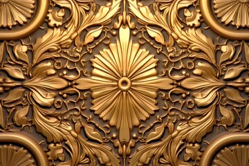 Fototapeta na wymiar 3d rendering of an ornate gold wall