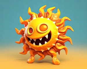 a 3d model of a sun with teeth and eyes
