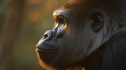 Fototapeta na wymiar AI generated illustration of Close up portrait of a gorilla