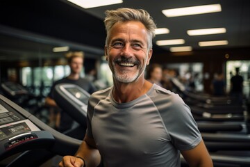 Obraz premium Mature man working out at the gym, generative ai