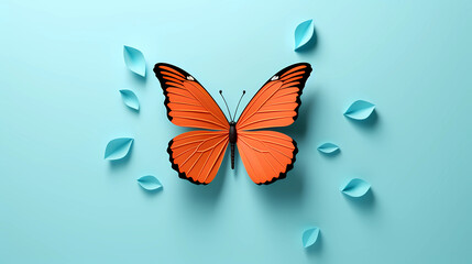 Fototapeta na wymiar Butterfly 3D cute simple background