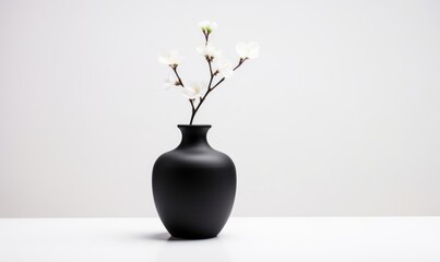 Clean vase with sakura stick, clean background