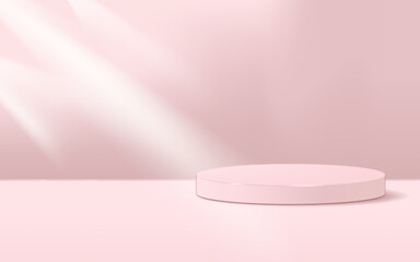 Minimal scene 3D realistic background. pink podium with light effect