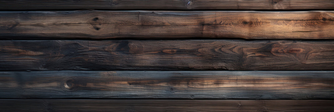 Banner. Background, texture, old wooden boards. Background for the site. AI generative.
