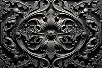 a black and white photo of an ornate design