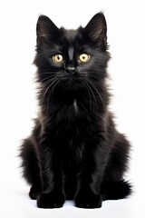 Obraz premium a black kitten sitting in front of a white background