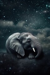 AI generated illustration of An African elephant peacefully resting
