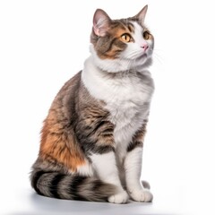 Fototapeta premium a calico cat sitting on a white background