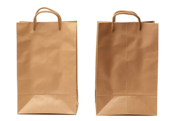 Paper empty shopping bag. Isolated on a transparent background. generative ai.