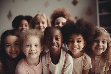 Fototapeta premium AI generated illustration of happy children in kindergarten.