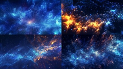 Dark blue and glow particle abstract background.Generative AI.
