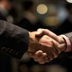 AI generated illustration of professionals shaking hands in a business setting
