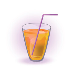 A glass of juice with a straw. Vector illustration. 
