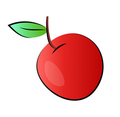 Czerwone jabłko ilustracja - obrazy, fototapety, plakaty