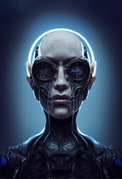 AI generated illustration of a humanoid figure with a blank expression
