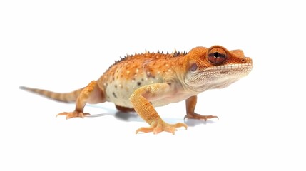 Naklejka premium AI-generated illustration of an orange-colored lizard isolated on a white background.