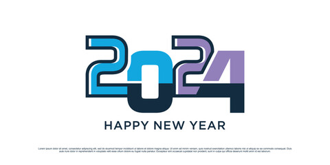 Fototapeta na wymiar 2024 Happy new year logo design template vector illustration with creative unique concept