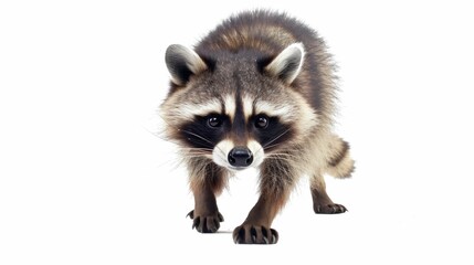 AI-generated illustration of a curious raccoon isolated on a white background.