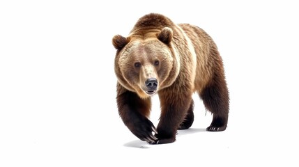 Obraz premium AI-generated illustration of a majestic brown bear isolated on a white background.