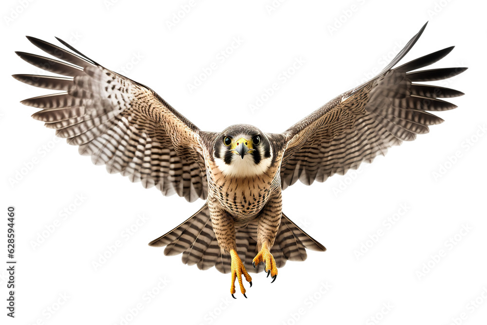Wall mural very beautiful falcon in flight isolated on white background png - Wall murals