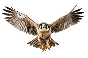 Fototapeta premium Very beautiful falcon in flight isolated on white background PNG